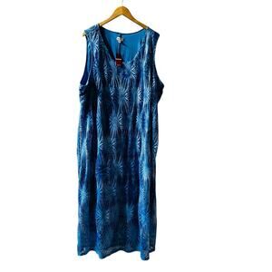 Avenue Tie Dye Crochet Sleeveless Maxi Dress Size 30 NWT Blue